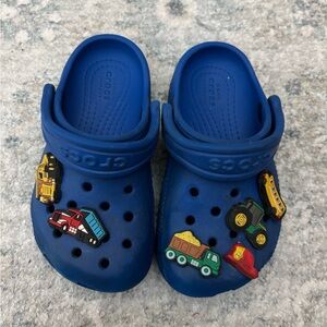 CROCS Toddler Blue Clogs with Fun Vehicle jibbetz included